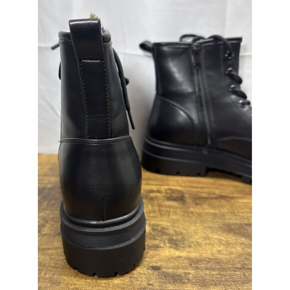 Dream Pairs Womens Black Leather Lace Up Combat Ankle Boots Size 8.5 - Picture 12 of 14